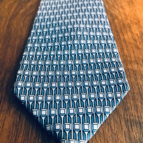(SOLD) Hermes Authentic Blue Silk Tie - Picture 4 of 6